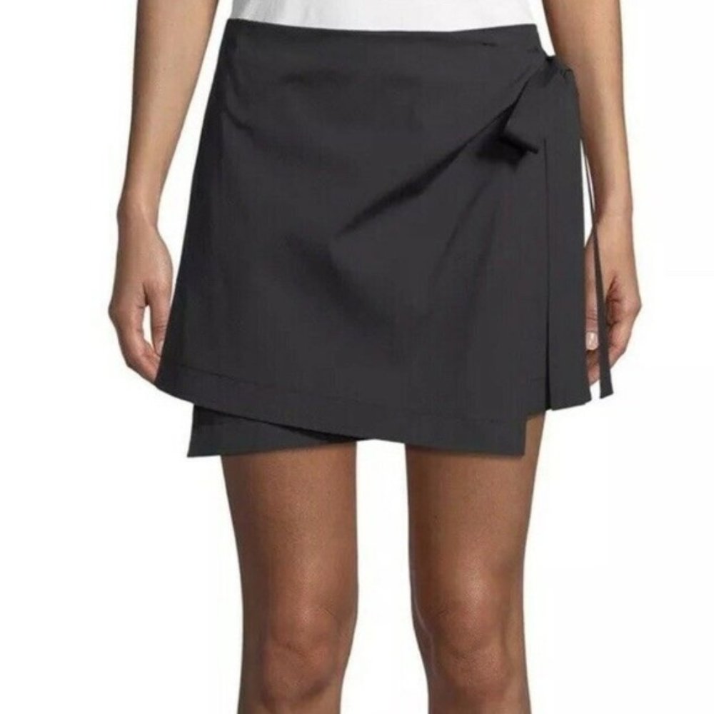 NWT Theory Wrap Tie Asymmetric Mini Skirt Black 4